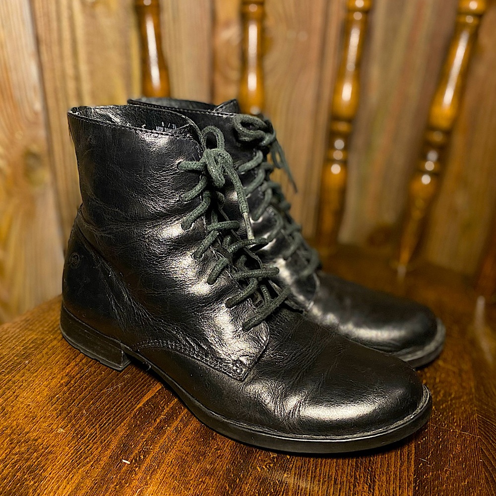 Born Vintage Black Lace Up Flat Booties